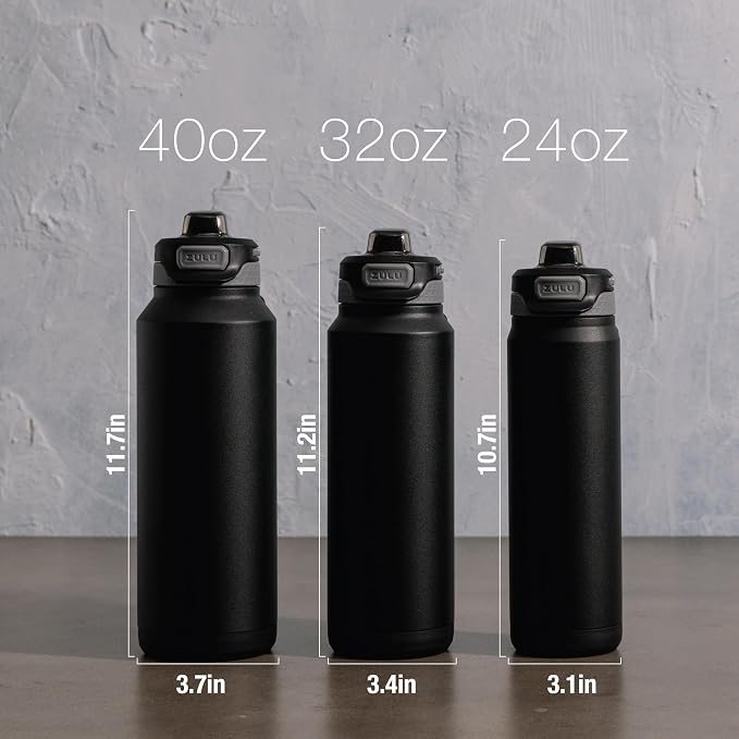 ZULU Powerfill Pro 40oz Stainless Steel Water Bottle
