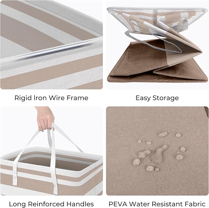 HomeHacks 2-Pack Large Laundry Basket, Waterproof, Freestanding Laundry Hamper