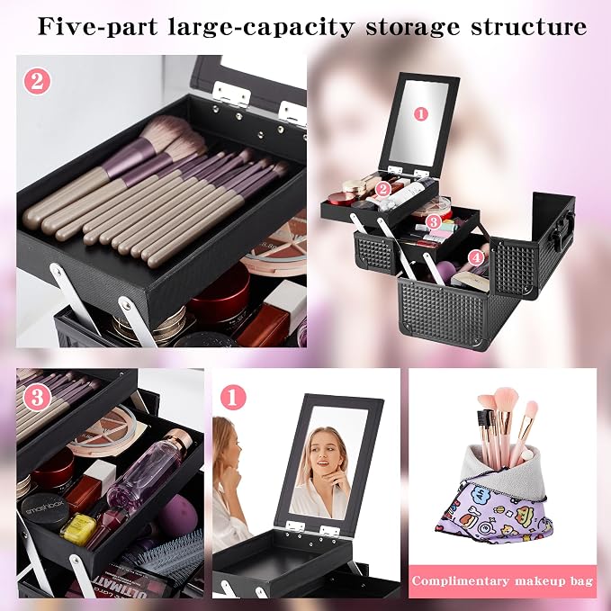 Makeup Train Case, Portable Makeup Case