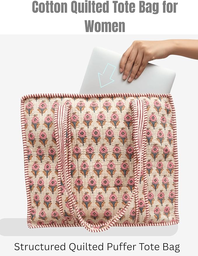 Cotton Quilted Tote Bag for Women – Large Beach & Travel Tote