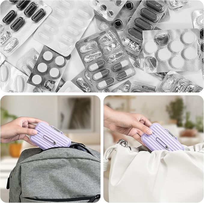 Travel Pill Organizer Box with Medicine Labels, Daily Medication Organizer