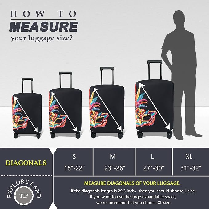 Explore Land Travel Luggage Cover Suitcase Protector Fits 23-26 Inch Case