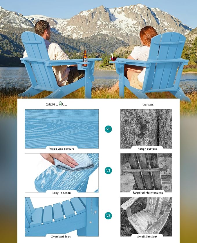 SERWALL Adirondack Chair with Cup Holders