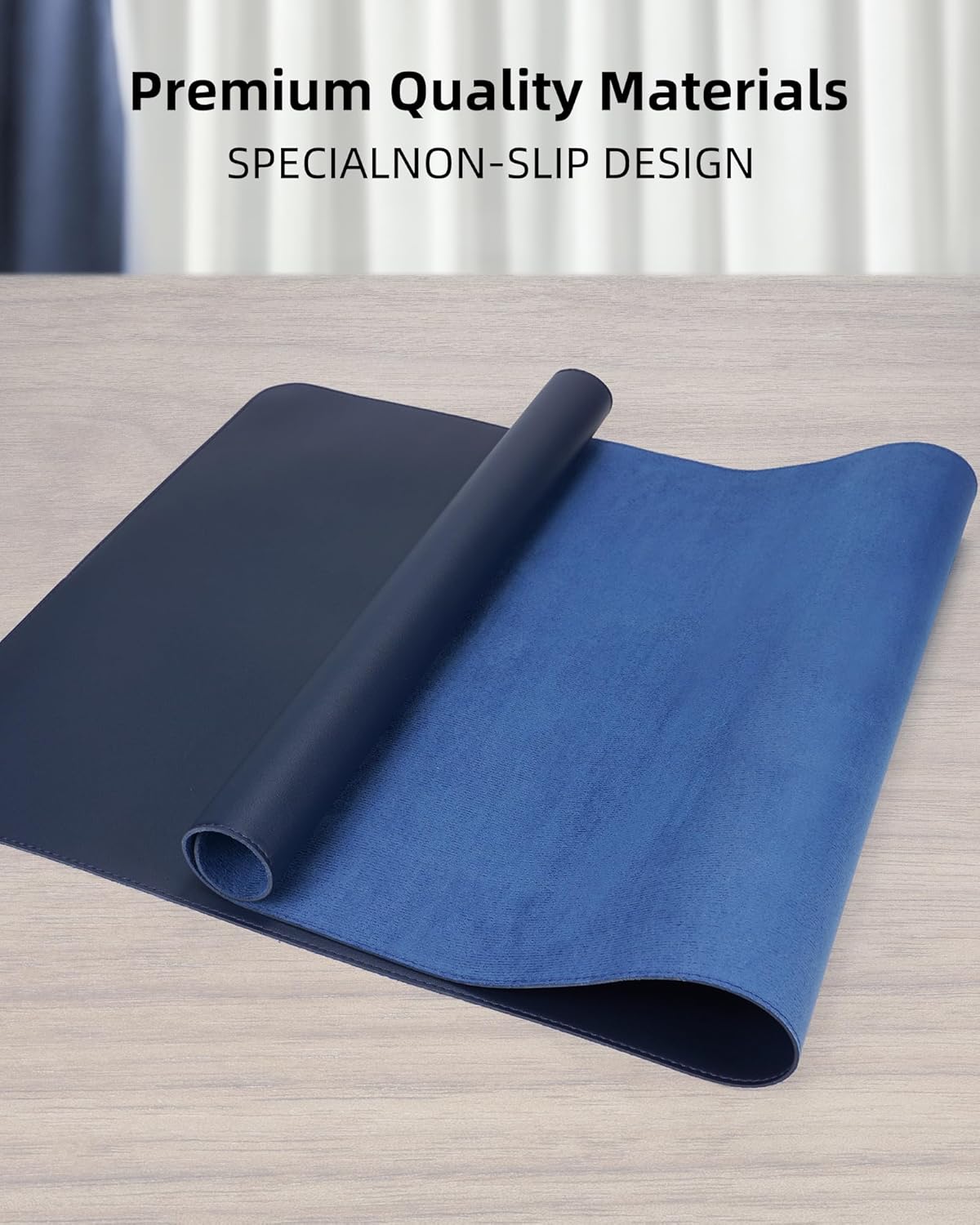 Non-Slip Desk Pad,Mouse Pad,Waterproof PVC Leather Desk Table Protector,Non-Slip PU Leather Desk Blotter, Easy Clean Laptop Desk Writing Mat for Office Work/Home/Decor(Midnight Blue, 24" x 13.7")