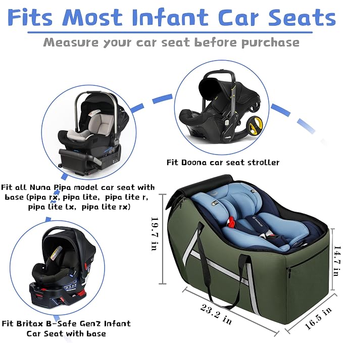 Infant Car Seat Travel Bag for Airplane Compatible