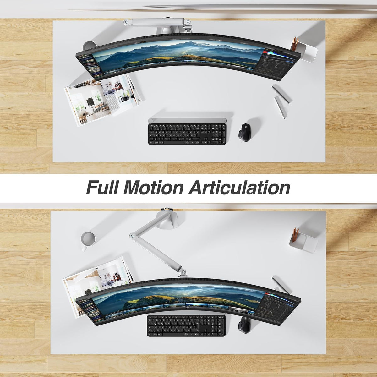 AVLT Single 17"-45" Monitor Arm Desk Mount Premium Mechanical Spring fits One Flat/Curved/Ultrawide Monitor Full Motion Height Swivel Tilt Rotation Adjustable, Gray