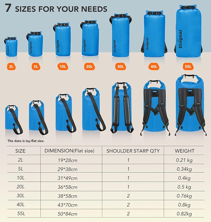 Unigear Dry Bag Waterproof, 2L/5L/10L/20L/30L/40L Floating and Lightweight Bags