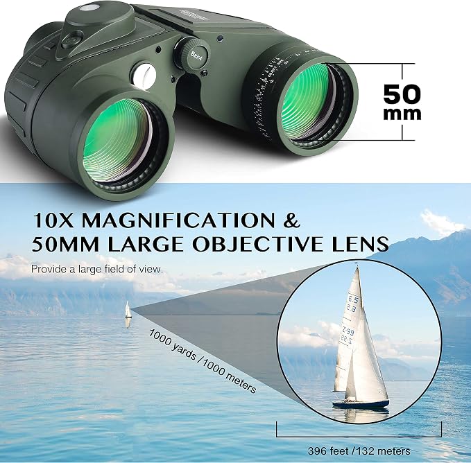 AOMEKIE Marine Binoculars for Adults 10x50 Waterproof Binoculars