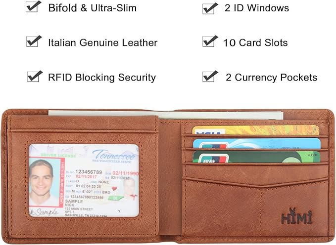 Wallet for Men-Genuine Leather RFID Blocking Bifold Stylish Wallet