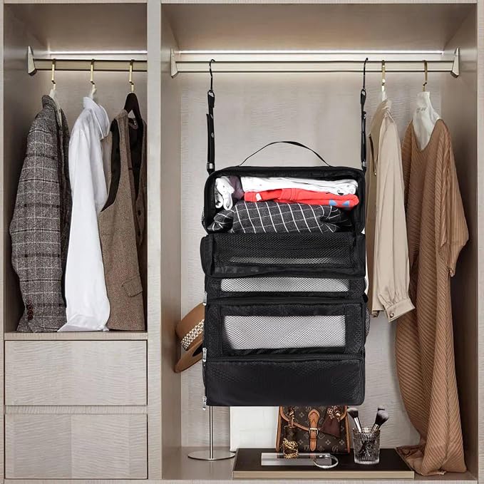 Suitcase Organizer, Travel Luggage Organizer Portable Hanging Travel Shelves