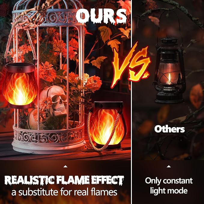 Halloween Solar Flame Lantern Hanging Outdoor Waterproof Purple
