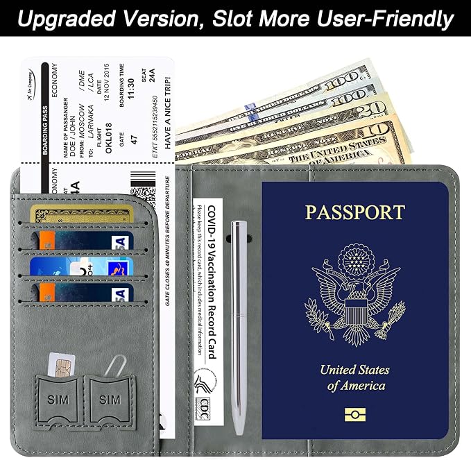 Passport Holder Cover Wallet Travel Essentials Leather Rfid Blocking Case