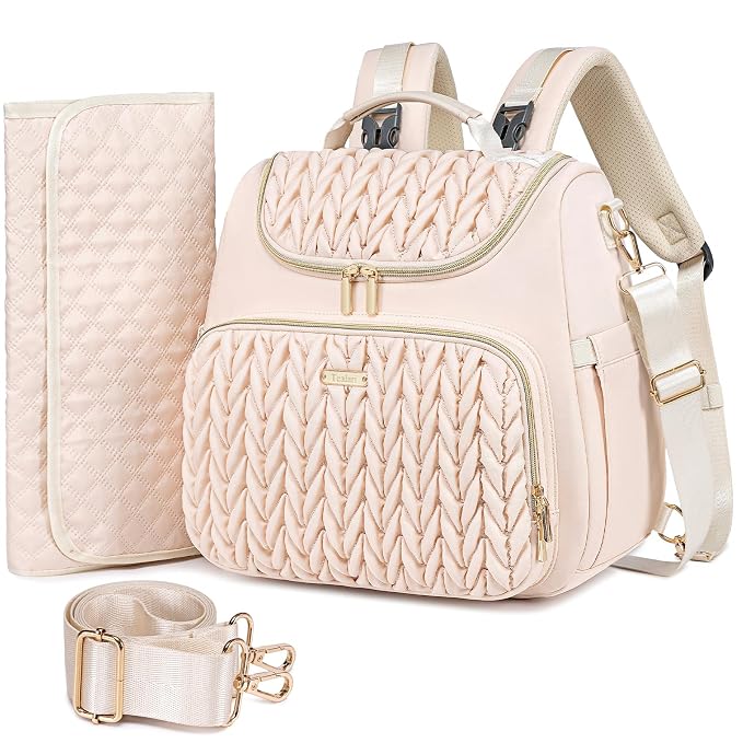 4 in 1 Convertible Diaper Bag Backpack, Waterproof Baby Diaper Bag