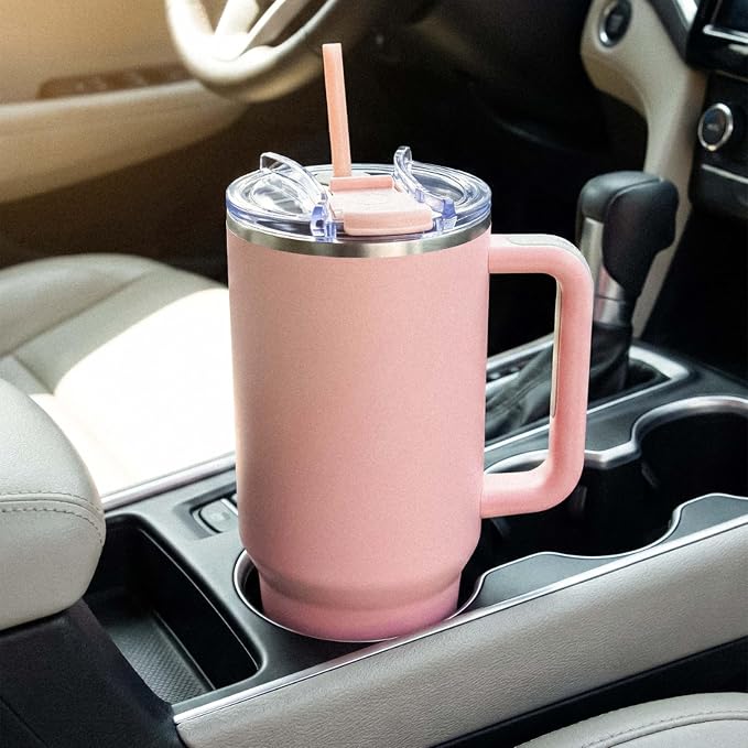 Hogg Big Swig 40 oz Tumbler with Handle and Straw - Dune Kiss, 40oz Insulated Stainless Steel, Water Tumbler with Straw, Water Cup with Handle, Versatile Leak Proof Lid