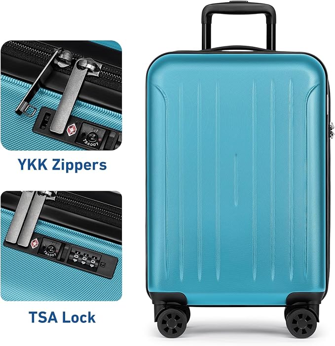 KYME Suitcase Hardshell With Double Spinner Wheels, PC+ABS TSA Lock Travel