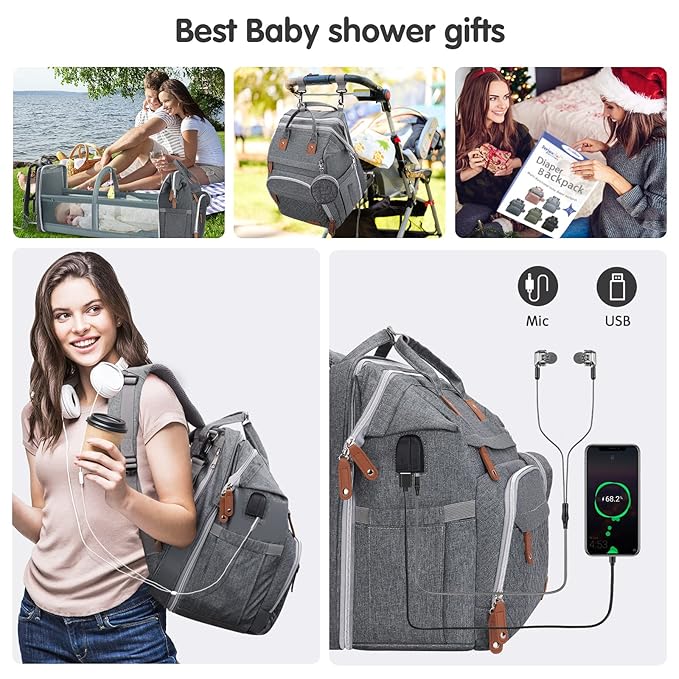 DERJUNSTAR Diaper Bag Backpack – Large Capacity Baby Diaper Bag
