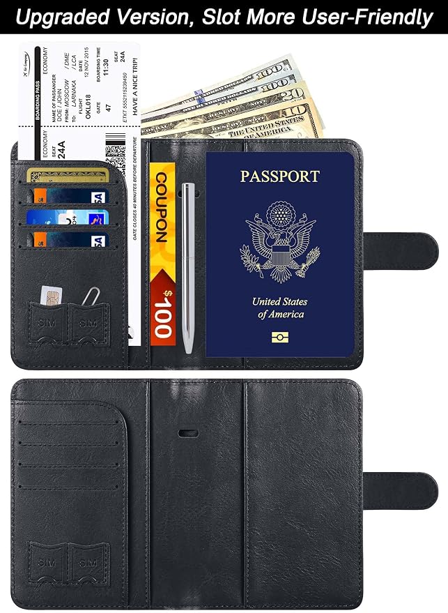 Passport Holder Cover Wallet Travel Essentials Leather Rfid Blocking Case