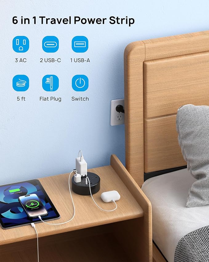 TROND Retractable Extension Cord Power Strip