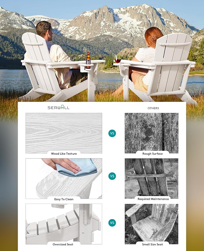 SERWALL Adirondack Chair with Cup Holders