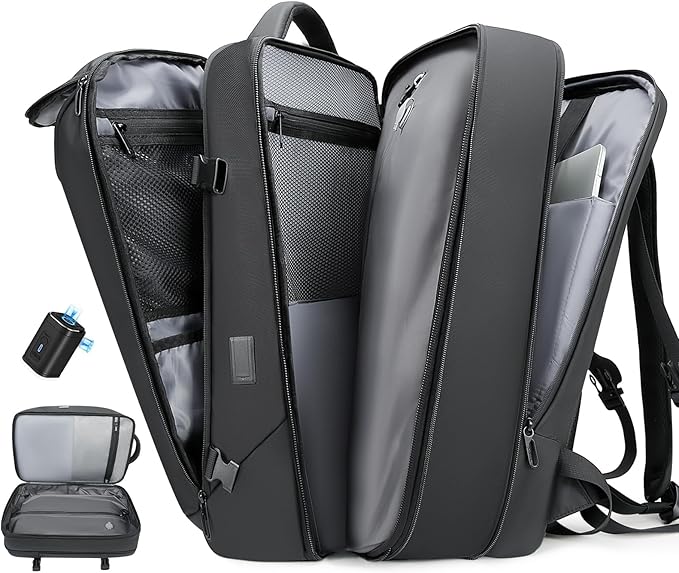 Vacuum Travel Backpack with Pump, 50L Expandable Compression Backpack With