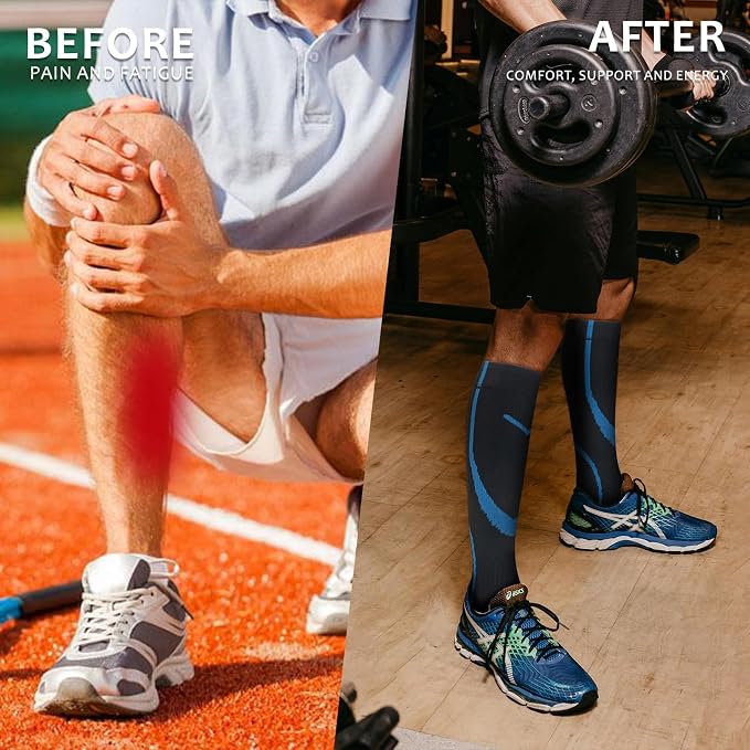 Compression Socks for Women Men Circulation Knee High 8 Pairs for Nurses