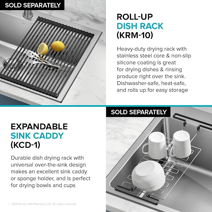 KRAUS Fairlane 25-inch Drop In/Top Mount Single Bowl 18-Gauge Stainless Steel