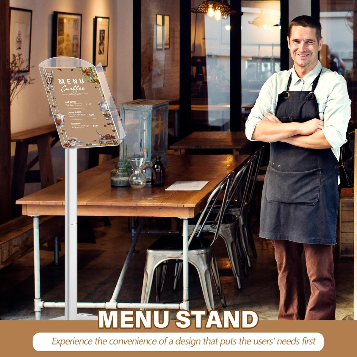 Advertising Brochure Holder Displays Stand 8.5 x 11 Inches Pedestal Poster Sign Stand for A4 Poster Acrylic Storage with Aluminum Frame Brochure Holder