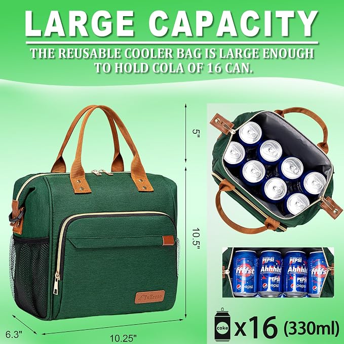 TuErCao Insulated Lunch Bag Adult Lunch Box
