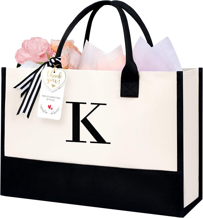 BAGAIL Initial Tote Bag, Personalized Birthday Gifts