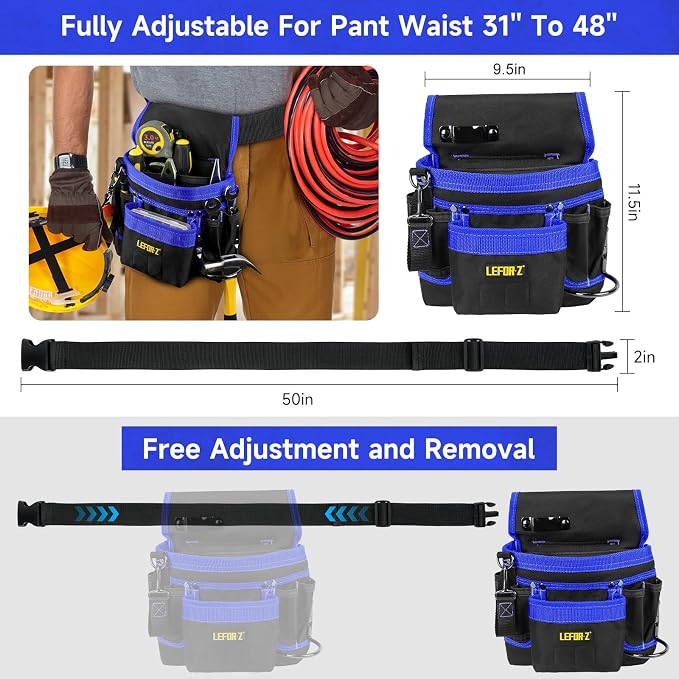 Tool Belt, Magnetic Tool Pouch, 14-Pockets Tool Belts
