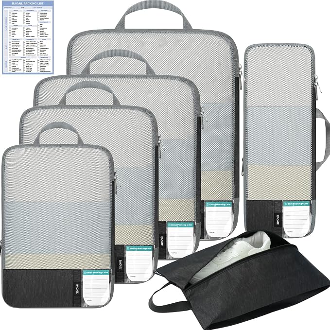 BAGAIL 6 Set/4 Set Lightweight Compression Packing Cubes