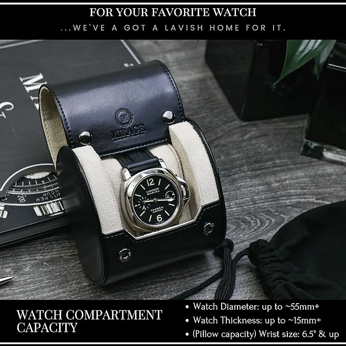 Black/Ivory - 1 Watch Travel Case