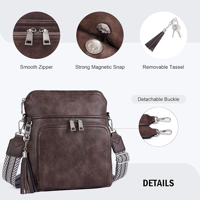 Crossbody Purse for Women, Lightweight Medium Crossbody Bag Soft Leather