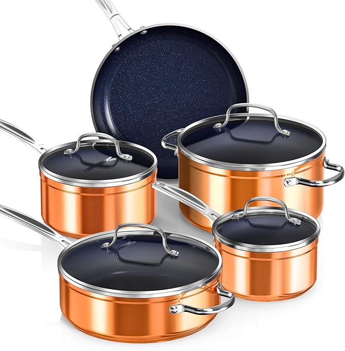 Nuwave Healthy Duralon Blue Ceramic Nonstick Coated 9pc Cookware Set,