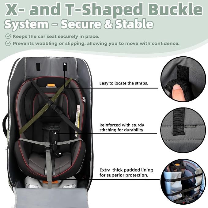 Padded Car Seat Travel Bag for Airplane – Waterproof Heavy Duty Carseat