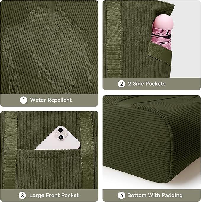 Tote Bag for Women with Zipper, Travel Tote Bags with Compartments Large