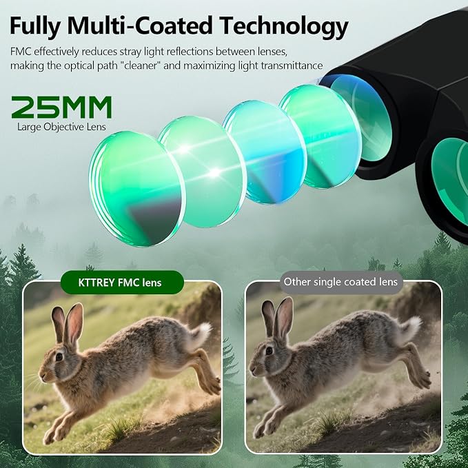 10x25 Compact Binoculars for Adults and Kids, Small High Powered Binoculars