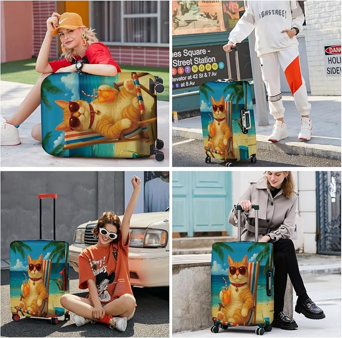 ANNA QUEEN Summer Cat Luggage Cover, Cat in Sunglasses