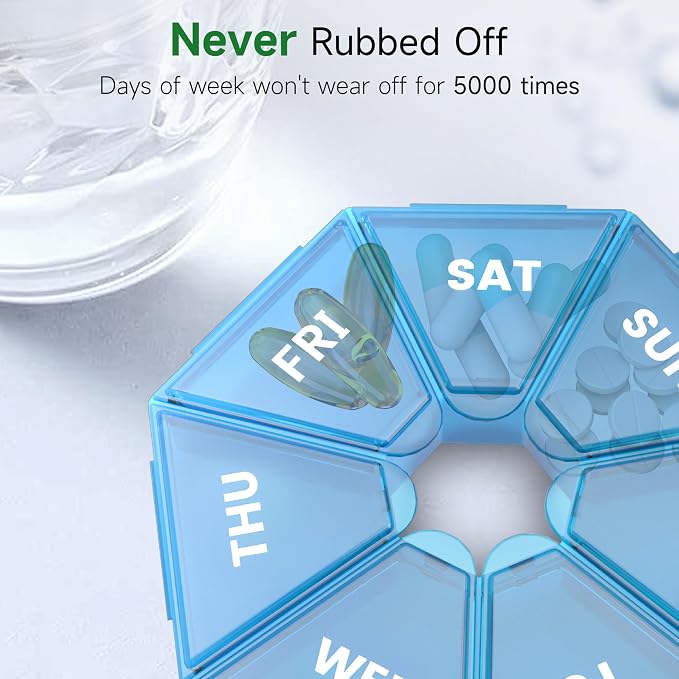 Weekly Pill Organizer, 2 Pack Portable Pill Box Medicine case 6 Colors New