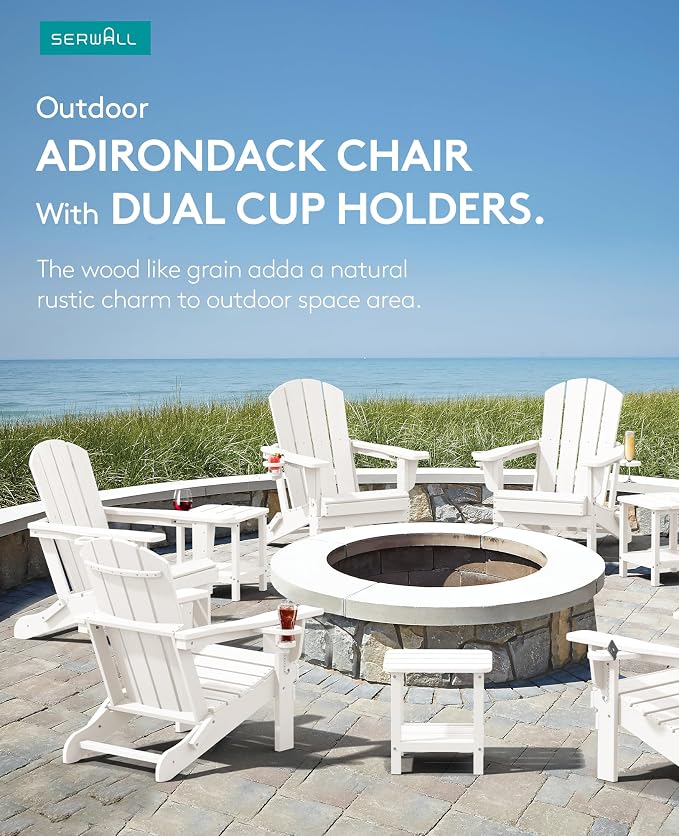 SERWALL Adirondack Chair with Cup Holders