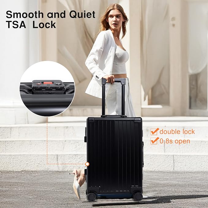 All Aluminum 24 Inch Check In Luggage Hard Shell Suitcases