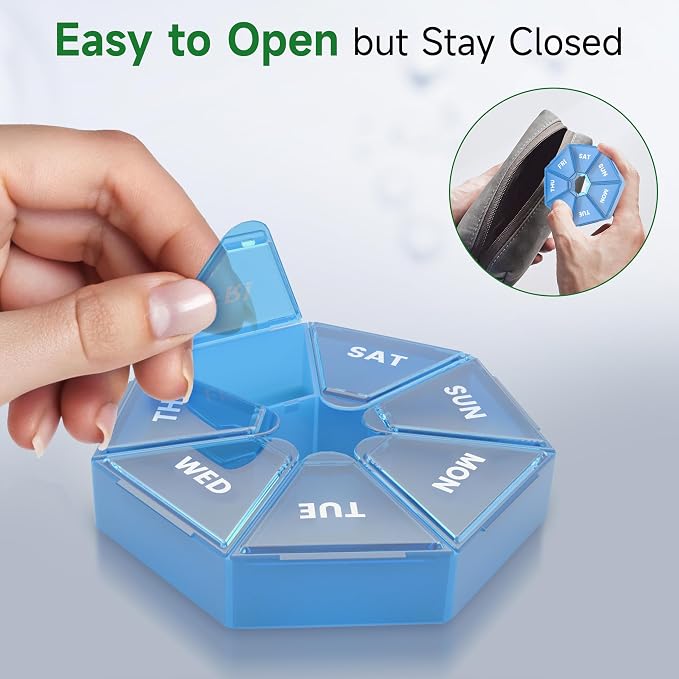 Weekly Pill Organizer, 2 Pack Portable Pill Box Medicine case 6 Colors New