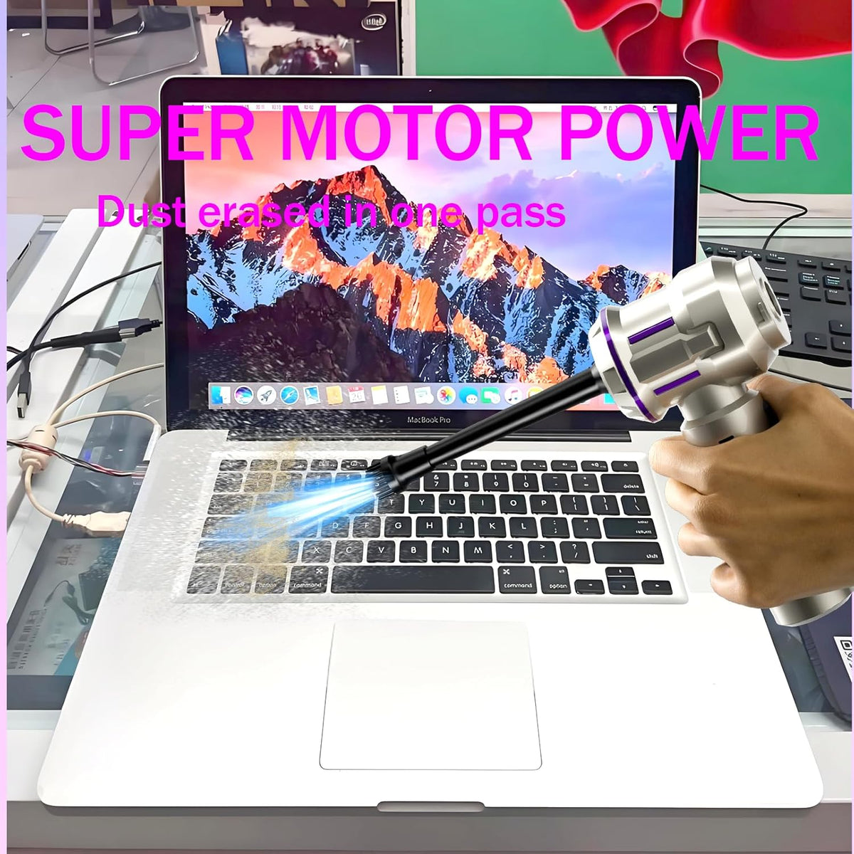 16000PA Computer Vacuum Cleaner Keyboard Cleaner Compressed Air Duster - Cordless Handheld Mini Vacuum for PC/Laptop Cleaning - Portable Air Duster for Car/Home/Office(Purple, Small)
