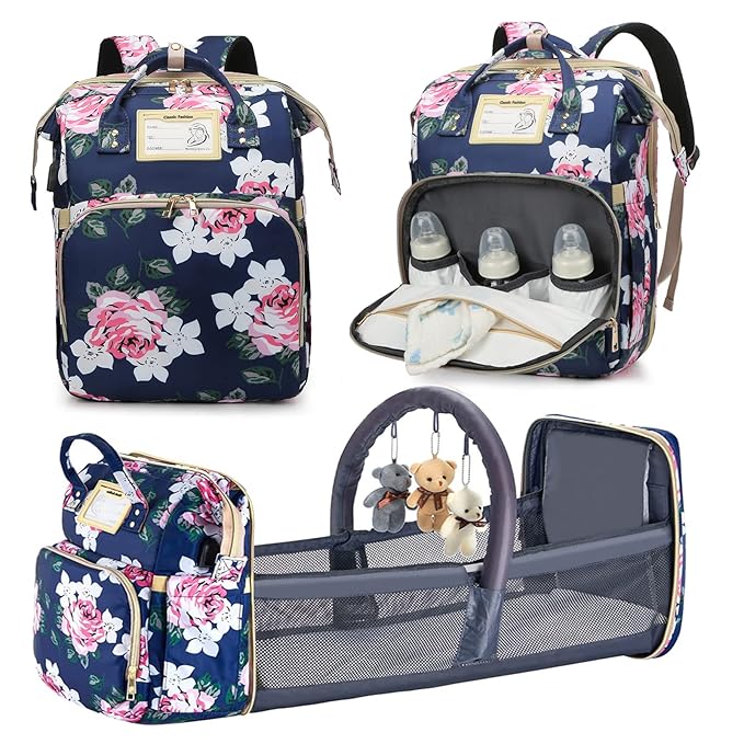 Diaper Bag Backpack with Changing Station, Foldable