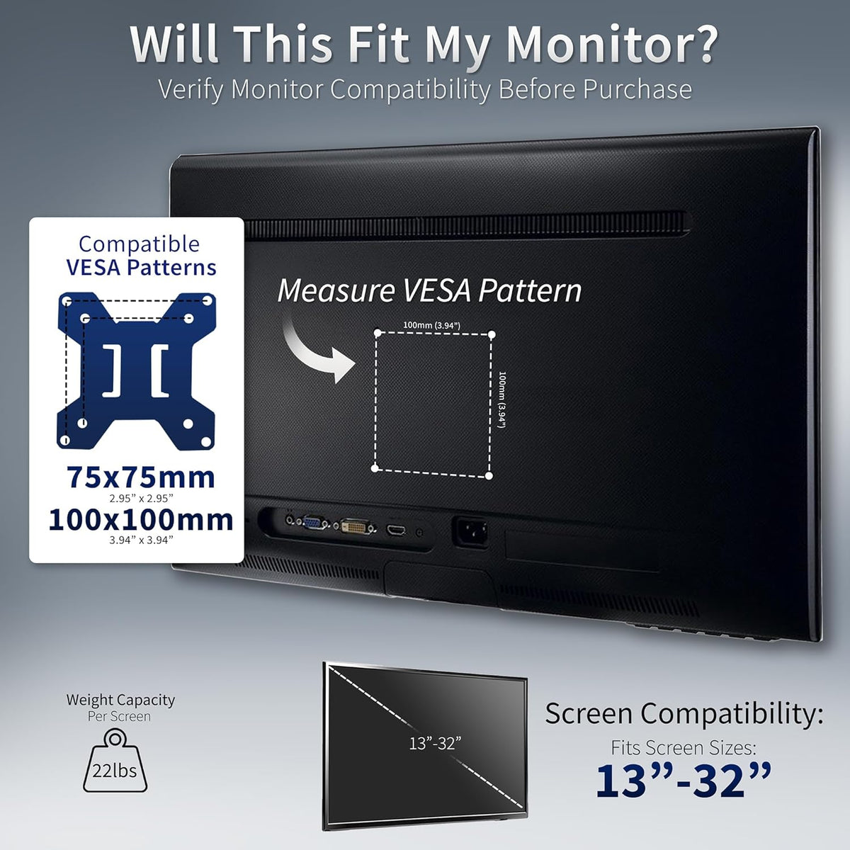 VIVO Dual Monitor Desk Mount, Heavy Duty Fully Adjustable Stand, Fits 2 LCD LED Screens up to 32 inches, White, STAND-V032W