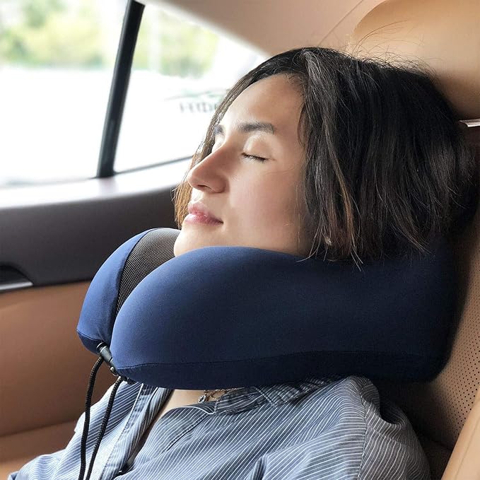 MLVOC Travel Pillow 100% Pure Memory Foam Neck Pillow, Comfortable & Breathable