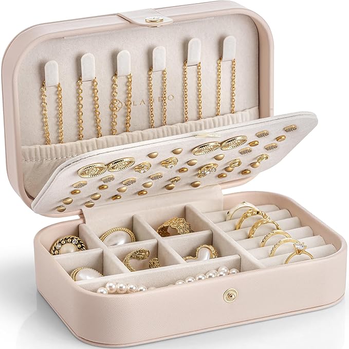 Vlando Travel Jewelry Case, PU Leather Travel Jewelry Box