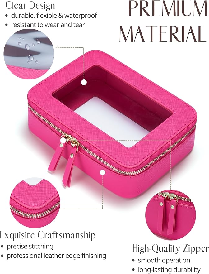 Popvibe Clear Makeup Bag Travel Cosmetic Case Transparent Toiletry Bag