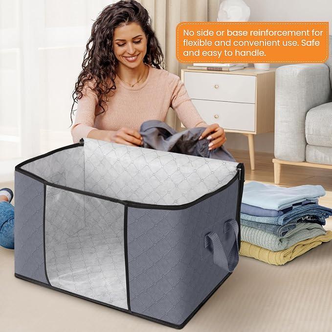 Fab totes 24 Gallons Clothes Storage, Foldable Thick Fabric Blanket Storage Bags