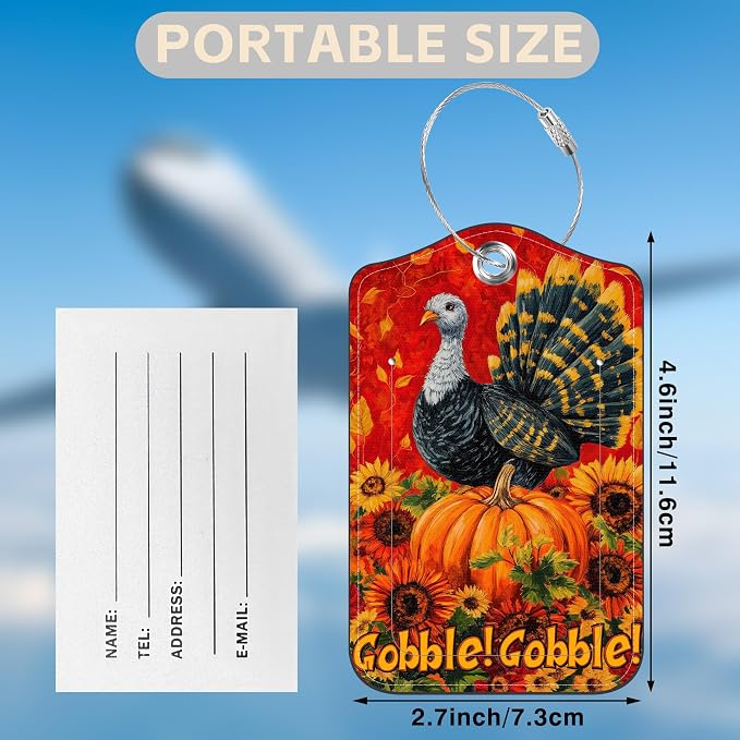 2 Pack Pumpkin and Sunflower Luggage Tags